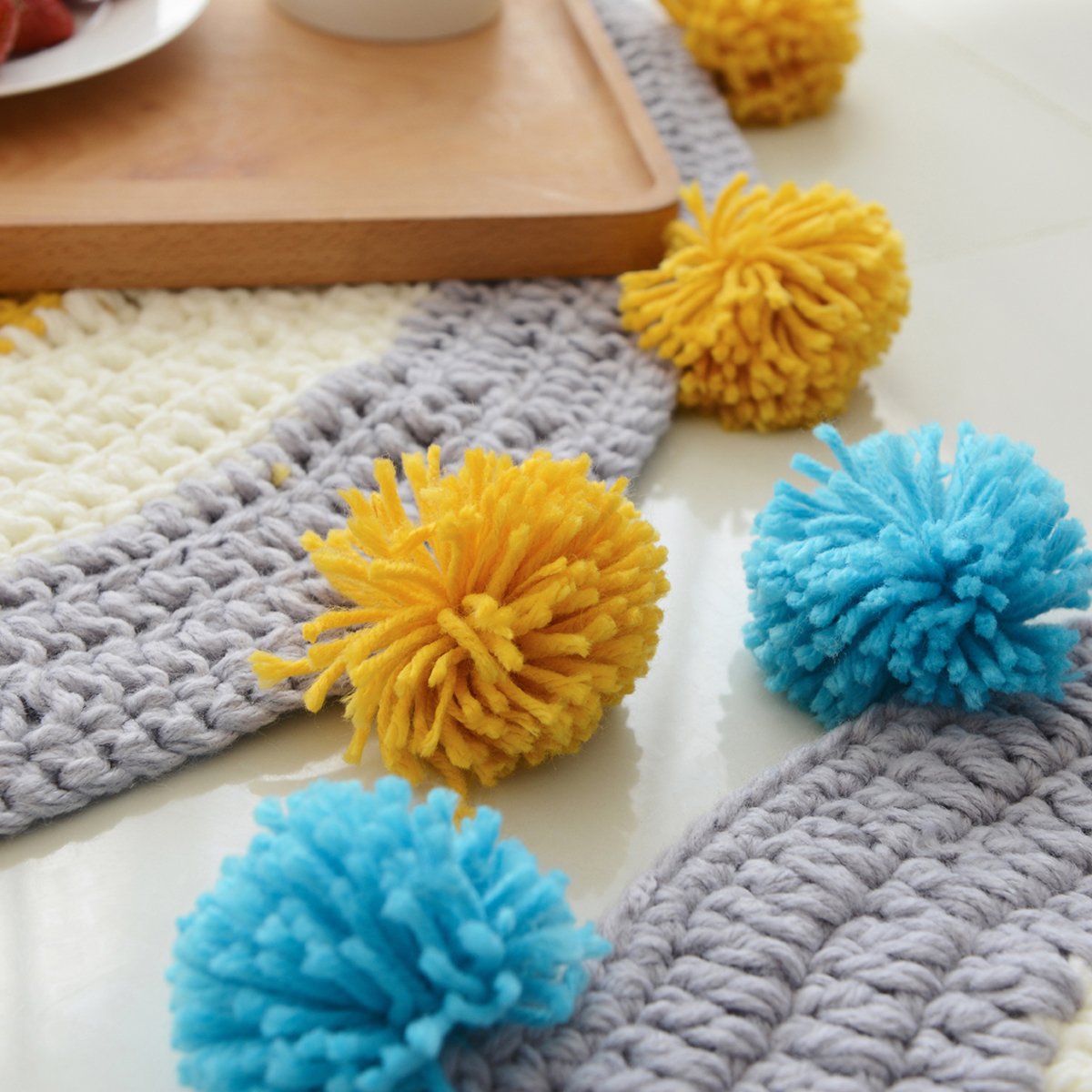 MYLUNE HOME Modern Round Knit Area Rug Carpet Mats Blanket for Bedroom Living Room Sofa Table Carpet (blue)