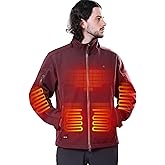 DEWBU Soft Shell Heated Jacket for Men with 12V Battery Pack and Detachable Hood Outdoor Electric Heating Coat