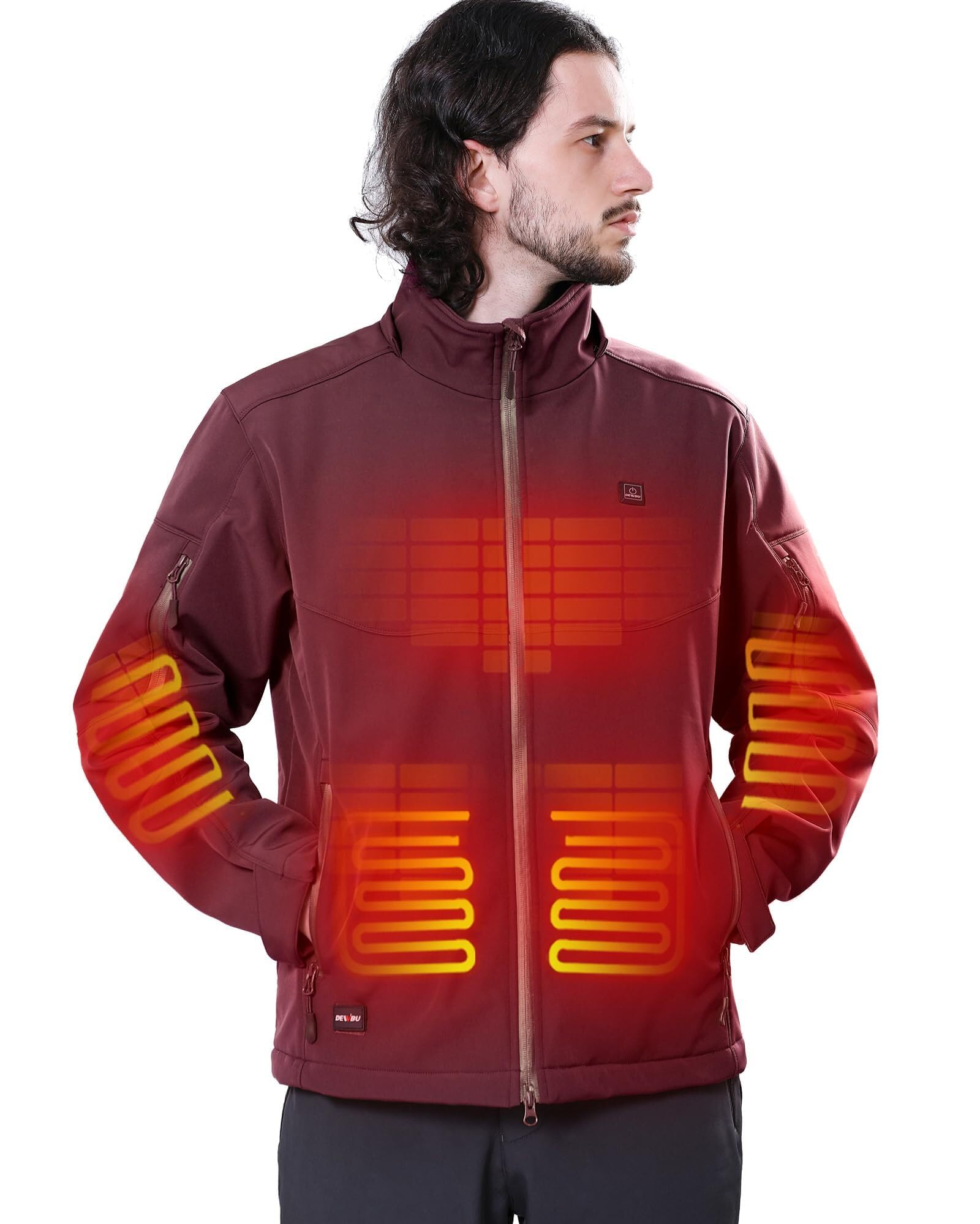 DEWBU Soft Shell Heated Jacket for Men with 12V