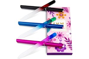 EAONE Crystal Glass Nail File with Case 3 Pack, Double-Sided Etched Fingernail Files for Natural Nails Professional Footnail Care Tool, Stocking Stuffers for Women Girls Gifts