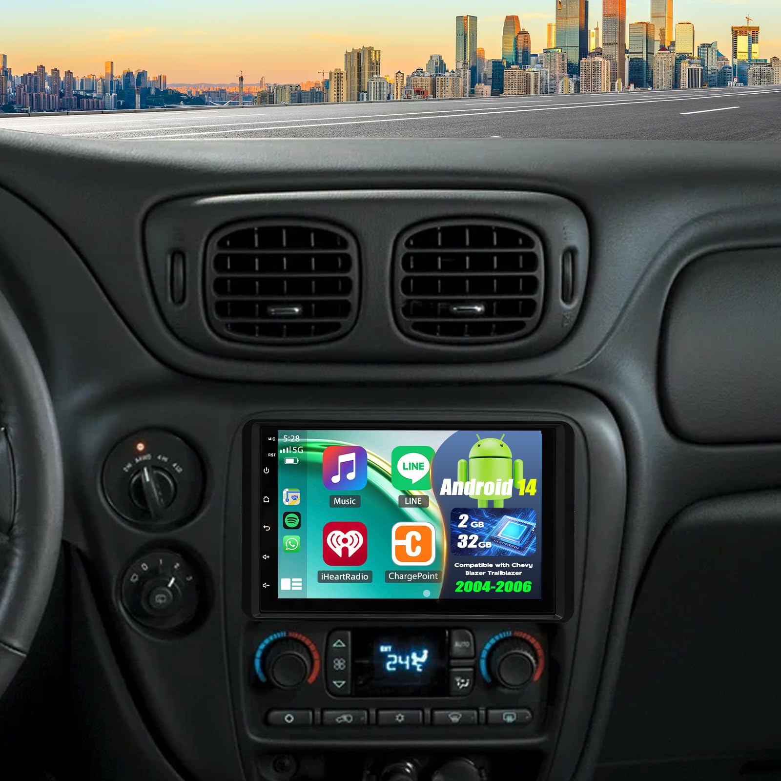 Photo 1 of **ITEM FACTORY SEALED** Slakerbe Android 14 Double Din Car Stereo Radio for Chevy Blazer Trailblazer 2004-2006,7" Touchscreen Wireless Carplay Android Auto GPS WiFi Bluetooth RDS DSP SWC Mirrorlink Mic Backup Camera