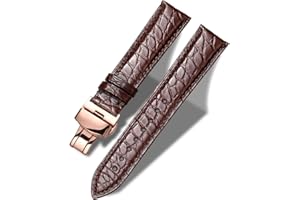 Moran Genuine Leather Band Alligator and Cowhide Replacement Deployment Buckle Watch strap18mm to 24mm Crocodile Leather Strap for Men's and Women's
