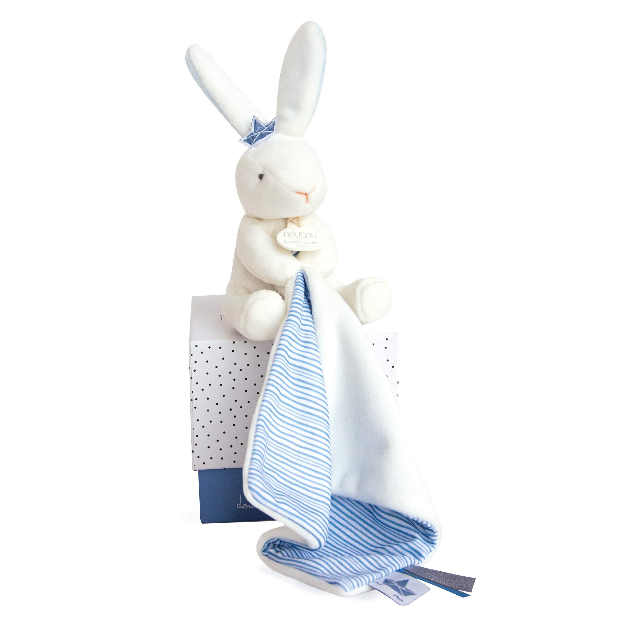 Doudou et Compagnie Matelot DC3514 Rabbit Puppet with Blanket Blue