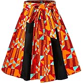 SHENBOLEN Women African Traditional Costume Flower Print Casual Dashiki Skirt