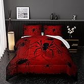 Nttopship Boys Spider Printed Comforter Set Full Size 3PCS Black Bedding Set with 2 Pillowcases