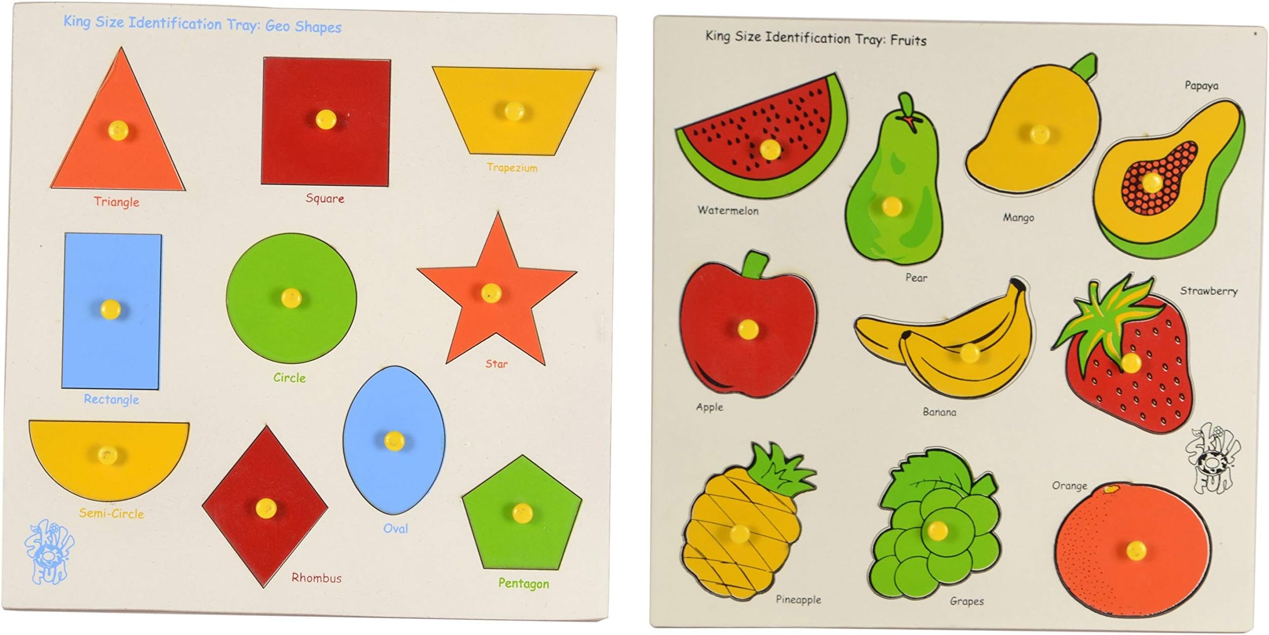 Skillofun Large 'Shapes' Shape Tray - Triangle, Multi Color & King Size Identification Tray (Fruits)
