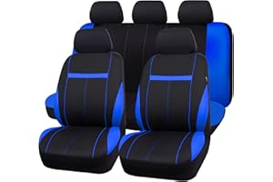 CAR-GRAND Universal Fit Sporty Cloth Full Set Car Seat Covers,Fit for Car,Truck,Sedan,Vans,SUV, Breathable, Washable, Airbag Compatible, Zipper Design