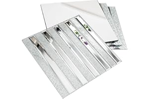 Lovdeco Peel and Stick Mirror Strip Tile, 1.2 x 12 Inches Mirror Tiles for Kitchen Backsplash and Bathroom Wall (5 Pieces, 5 SQ.FT.)