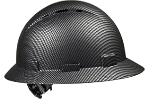 TOKISHI Full Brim Hard Hat - OSHA Safety Helmet Durable Lightweight Carbon Fiber Hard Hat, 6-Point Ratchet Suspension Protective Gear for Men and Women
