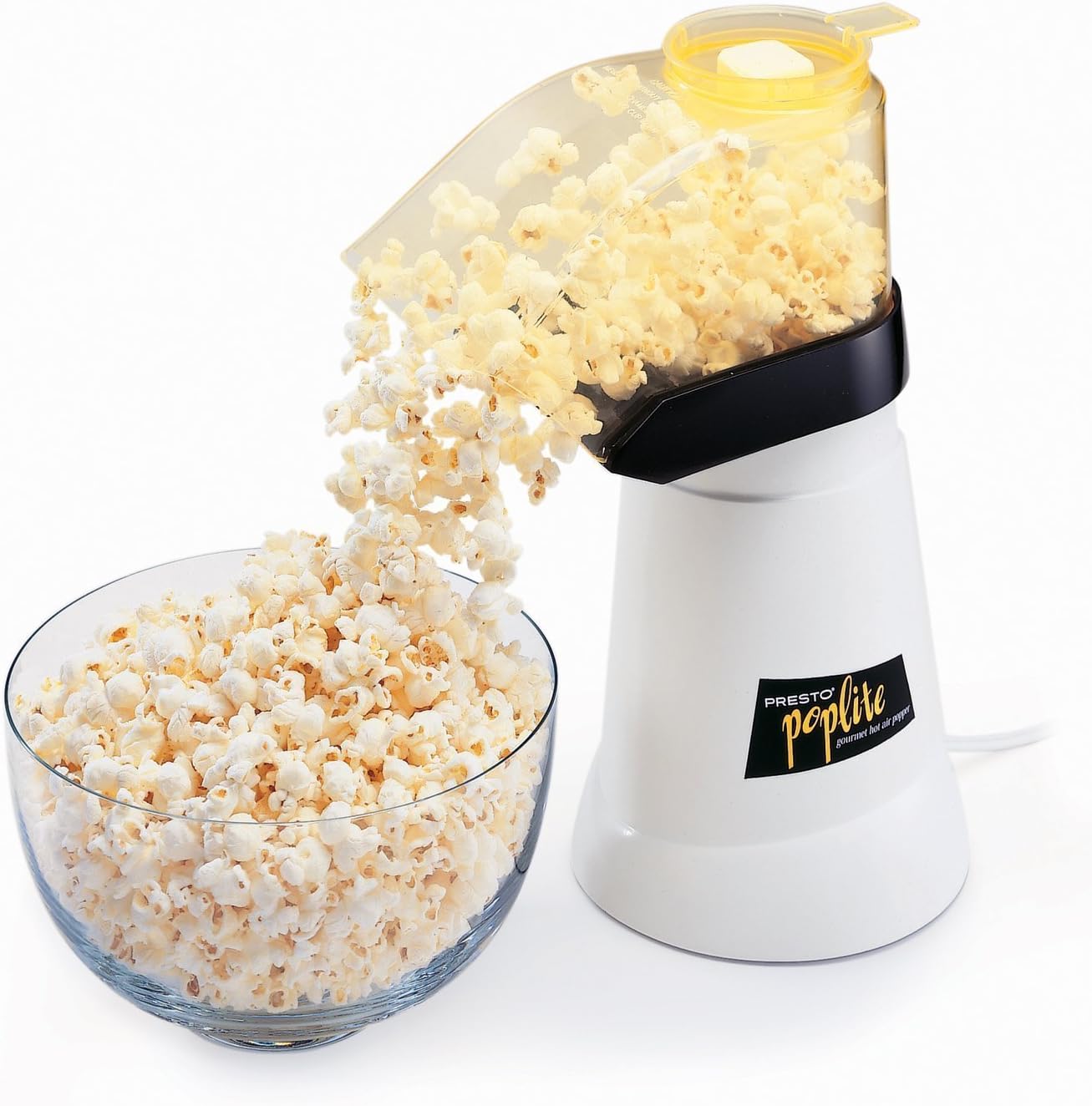 White/Yellow Presto 04820 PopLite Hot Air Popper 120 volts, 60 Hz Pops Up To 18 Cups Order Now! With E-book Gift@
