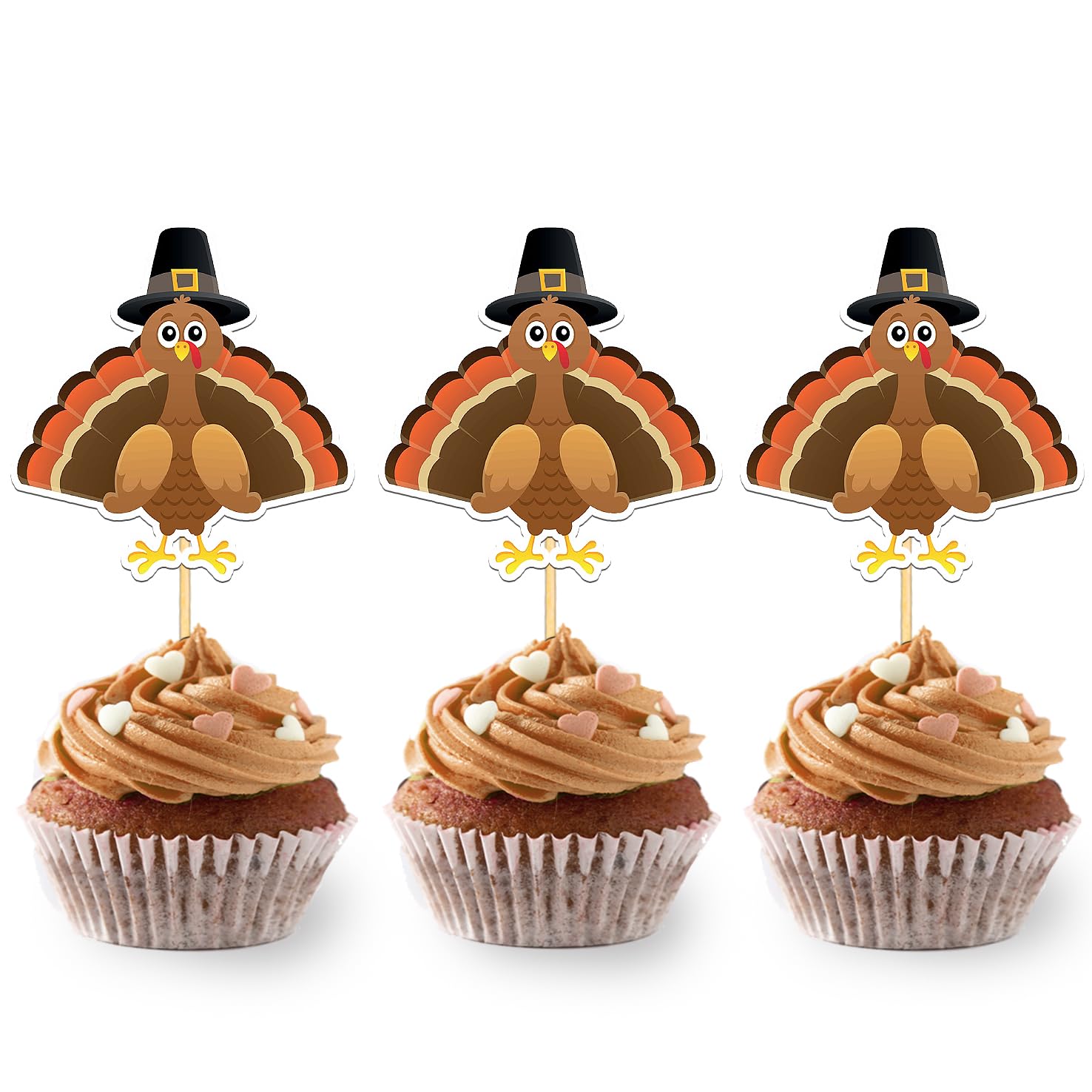 Photo 1 of 24 Pcs Thanksgiving Day Decorations Turkey Cupcake Toppers, Cake Topper for Thanksgiving Theme Party Supplies (Turkey B)