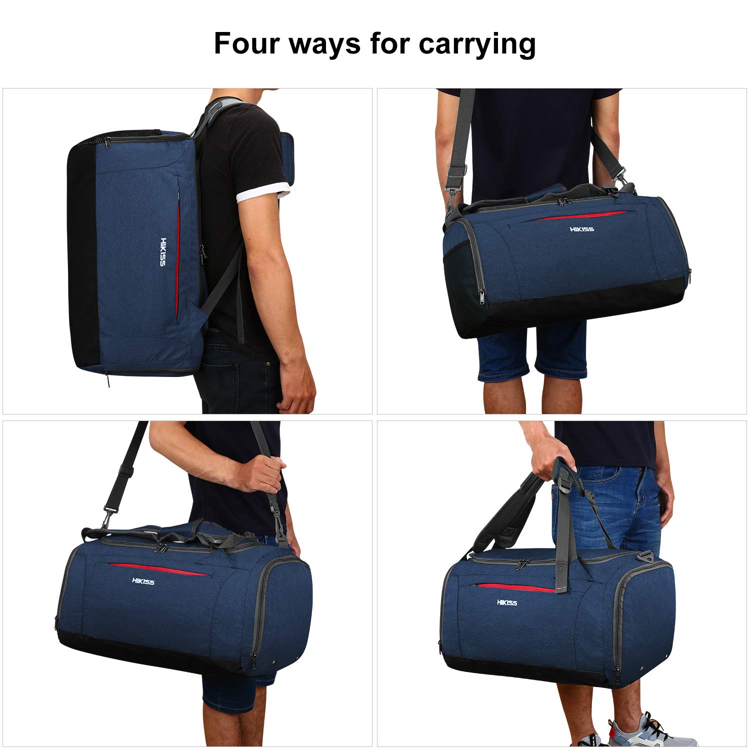 Luggage & Travel Gear HIKISS Sports Gym Bag Waterproof Duffle Bag 45L