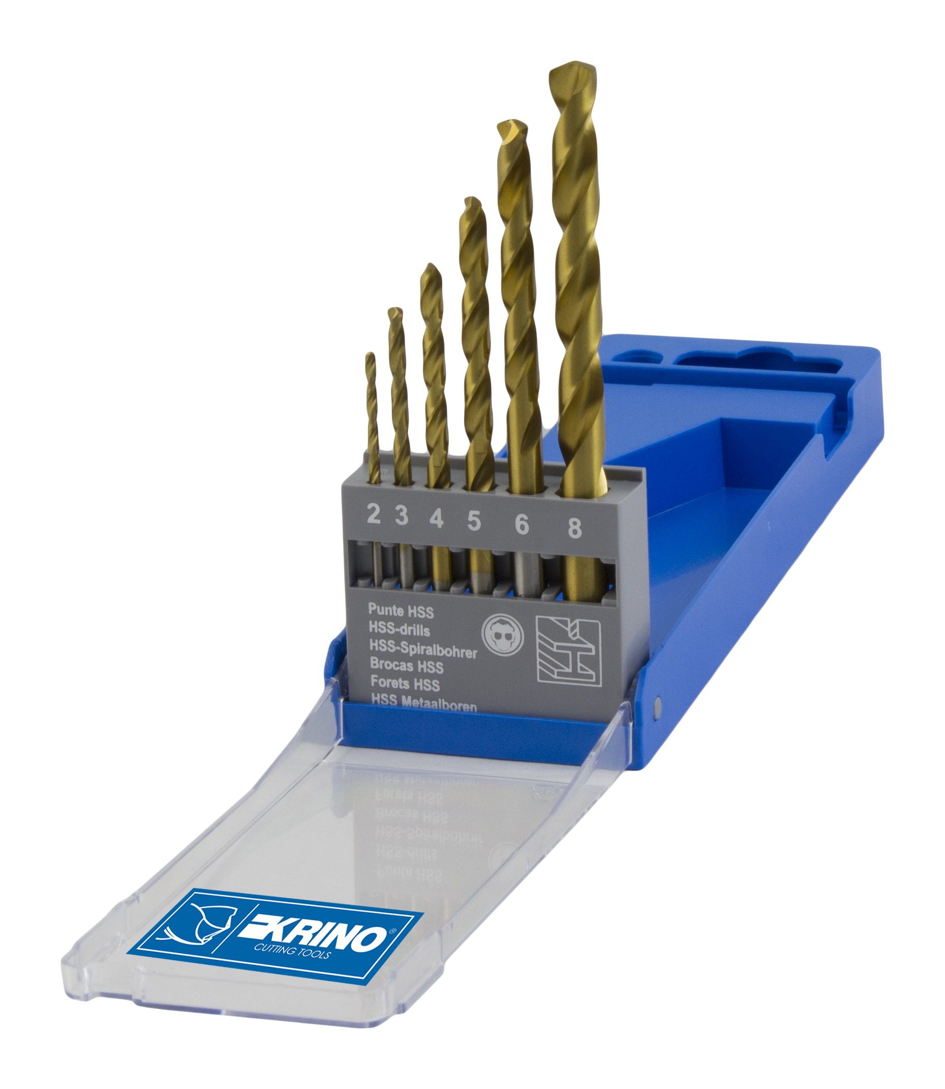 KRINO 01170204 HSS-G Tin Coated Titanium Bits, Set of 6, Steel