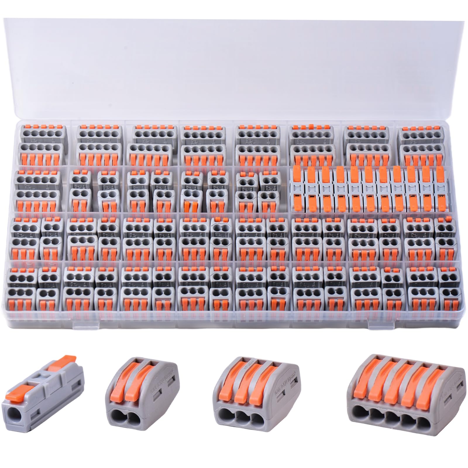 Photo 1 of 120PCS AVARBUVO Lever Wire Connectors, Quick Wire Splice Connectors Push-in, 2/3/5 Conductor Combination Kit with 1 in 1 Out Inline Terminals, 28-12 AWG
