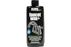 Flitz Faucet Wax Plus - 3.4oz Bottle of USA-Made, Water-Based Faucet Cleaner & Polisher for Water Stains, Fingerprints, & More - Metal Wax for Bronze, Nickel, Chrome, Brass - Granite Polish (1 Pack)