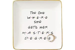 TOPTHINK Unique Masters Degree Gift for Grad Student-MBA Graduation Gifts for Best Friend Daughter Cousin Sister-The One Where She Gets Her Master's Degree-Ceramic Jewelry Holder Ring Dish Trinket Tray