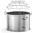 Charkettle Stainless Steel Grill Smoking Kit, with 3-Tier Rib Hanger and Openable Door, Compatible with Weber 22 inch Kettle Grills - Convert Your Kettle into Smoker