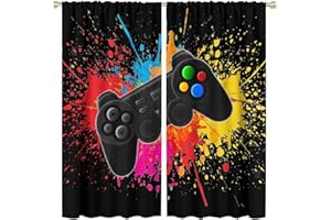 SXXLDNG Gamepad Curtains for Boys Girls Kids Teens Colorful Game Controller Thermal Insulated Room Curtains for Living Room, 42x45 Inch Decor