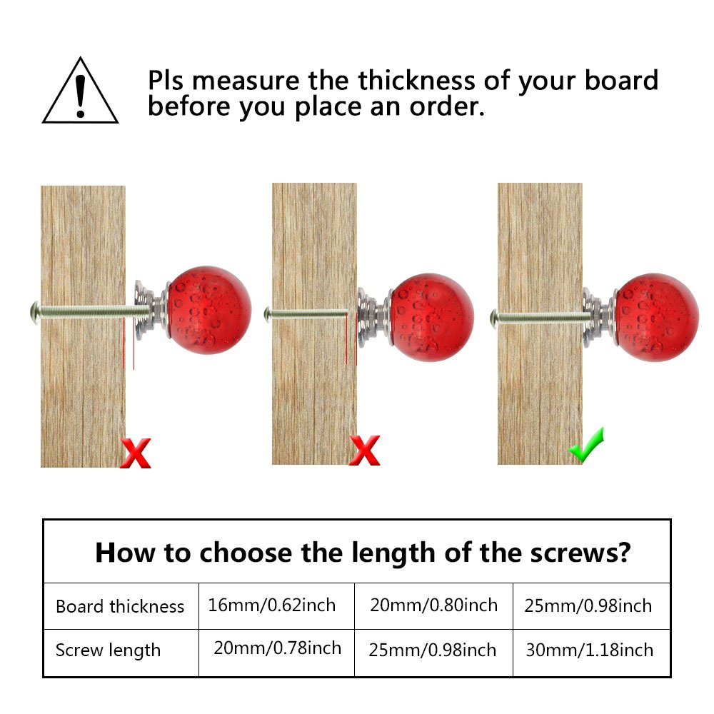 10PCS Cupboard Door Drawer Knobs,Yishik Crystal Knobs for Wardrobes Cabinet with 3 Length Screws for Furniture Kitchen Home Decorating