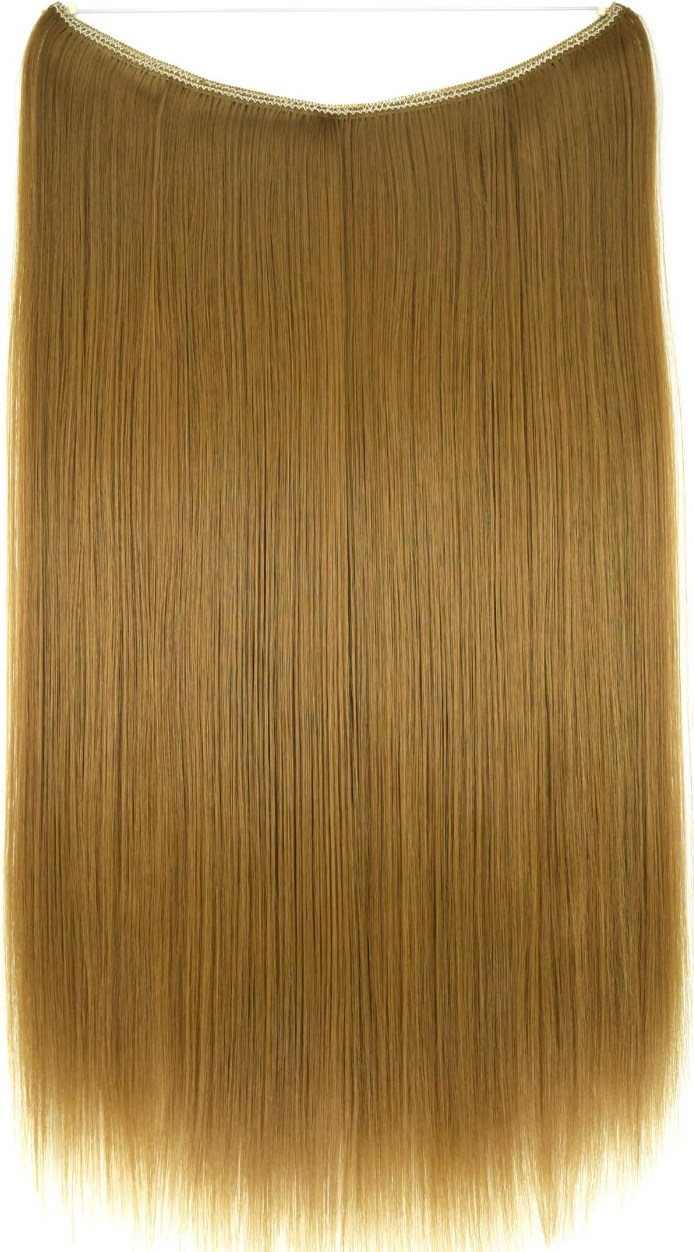 TOPREETY 24"100gr Halo Hair Extensions Elastic Invisible Wire Attached Light brown #27J