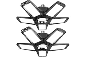 YIBIDAMA LED Garage Lights 2 Pack, 165W Beyond Bright Garage Light with 5 Deformable Panels, 16000LM 6500K Garage Lights Ceiling LED, Garage Lighting with E26/E27 Screw Socket for Warehouse Workshop