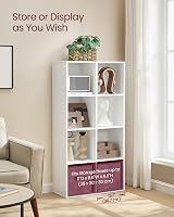 VASAGLE 8-Cube Bookcase 30x65.5x129.5 cm White LBC24WT Storage Display Unit view 3