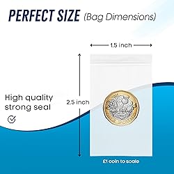 100 Grip Seal Bags I Strong Resealable Zip Lock I