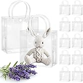BadenBach 32PCS Small Clear Gift Bags with Handle,6.89" x 6.89" x 3.54",Plastic Gift Bags Reusable Clear Goodie Bags Transparent Gift Wrap Bag for Party Favor Wedding Birthday Baby Shower Valentine's Day