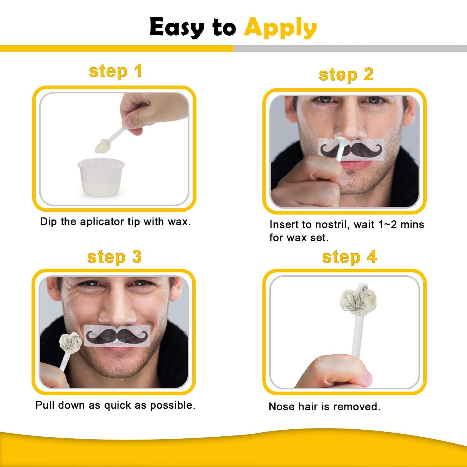 120g Nose Hair Waxing Kit with 40 Applicators - Quick & Painless Hair Remover for Men and Women, Up to 20 Uses