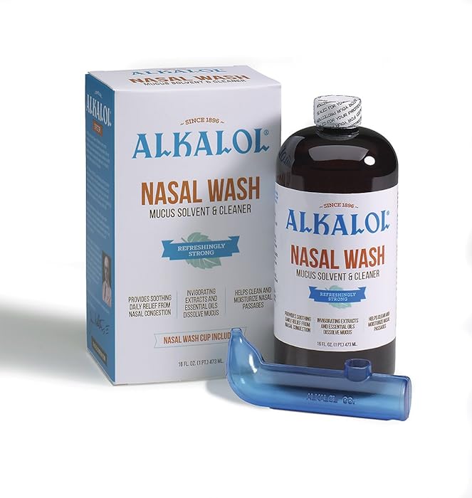 Alkalol - A Natural Soothing Nasal Wash, Mucus Solvent and Cleaner Kit -with Cup, 16-oz.