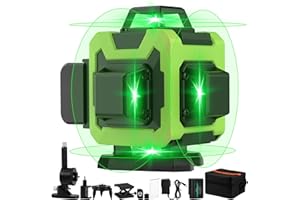 OMMO Laser Level, 16 Lines Green Laser Level Self Leveling Tool, 150ft Laser Level 360 Line Laser Two Vertical and Two Horizontal Lines with 3000mAh Rechargeable Battery/Remote Control
