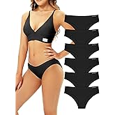 Livona 6 Pack Underwear for Women-High Cut Seamless Bikini, No Show Cheeky Panty, Soft Stretch Microfiber Hipster S-XXL