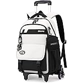 EKUIZAI Boys Rolling Backpack for School Kids Wheeled Bookbag Backpack with Wheels Trolley School Bags for Teen Boys