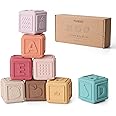 YIVEKO Baby Blocks Toys Stacking for Babies Silicone Soft Building Blocks Teethers Toys Montessori Toys for Babies Education Toys for Toddler Baby 8 PCS-Vintage