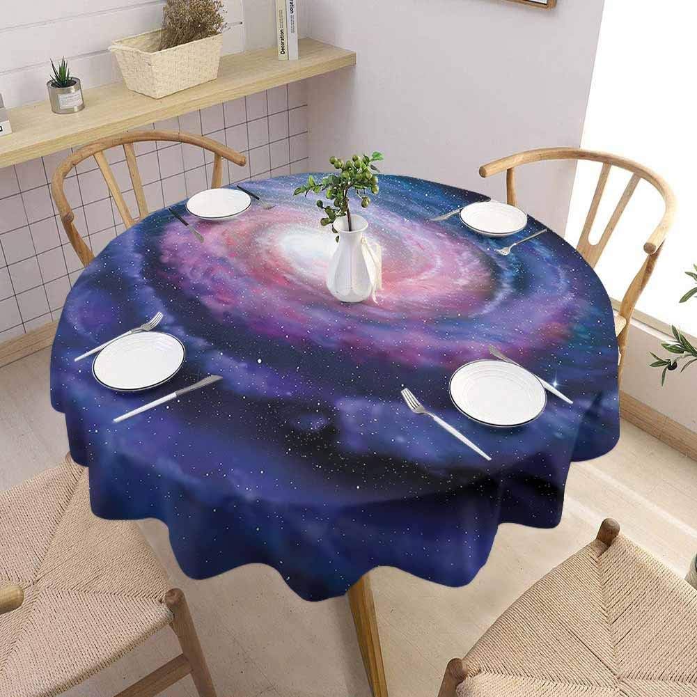 DILITECK Modern Decor Covering Round Tablecloth Spiral Galaxy Andromeda Milky Way Cosmic Dust Infinity Glow Mystery Art Table Decoration Diameter 70 Dark Blue Purple