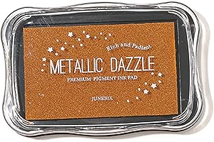 INCAUCA Metallic Ink Pads for Rubber Stamps, Washable Stamp Ink Pad, Ink Pads for Stamping, Embossing Craft Ink Pad Stamps Partner DIY Color for Wedding Card Making Scrapbook Wood Paper, Gold