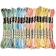 CABODYALS Rainbow Gradient Color Cross Stitch Floss Variegated Embroidery String 6 Strands Colorful Polyester Friendship Bracelet Needlepoint Yarn Thread for Sewing Bracelet Making Knitting Art Crafts