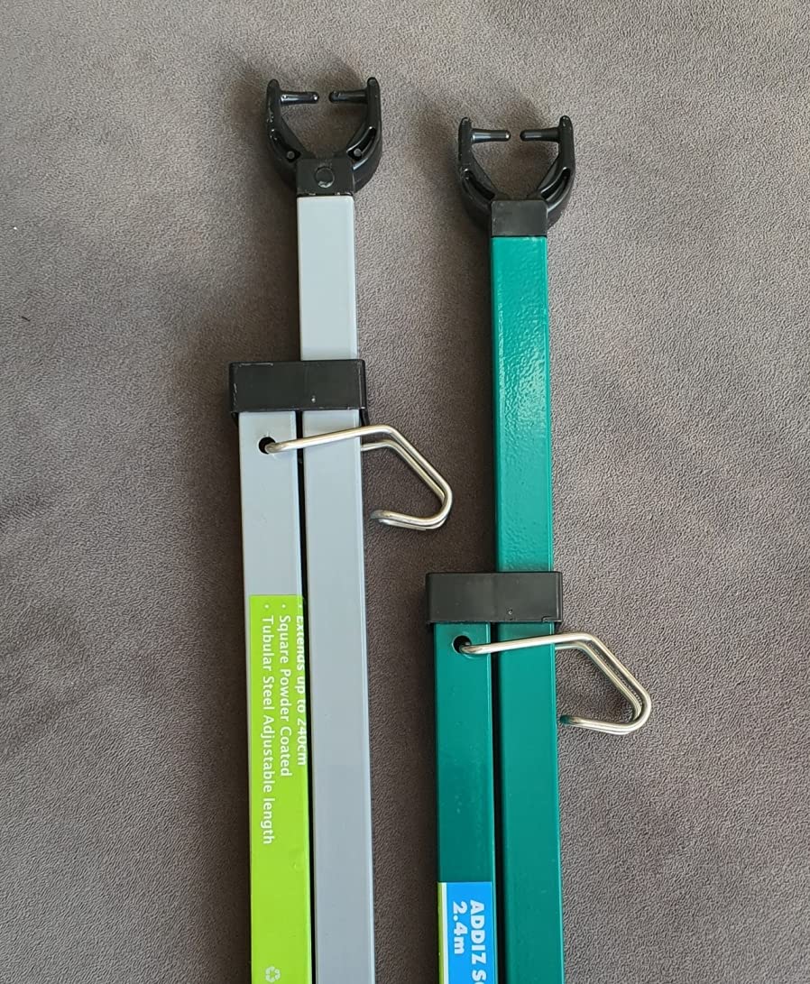 2 pk Pair Addiz Prop Square Metal Galvanised Garden Washing Line Outdoor Extendable Pole Cloths prop Laundry Support pole Extending Airer