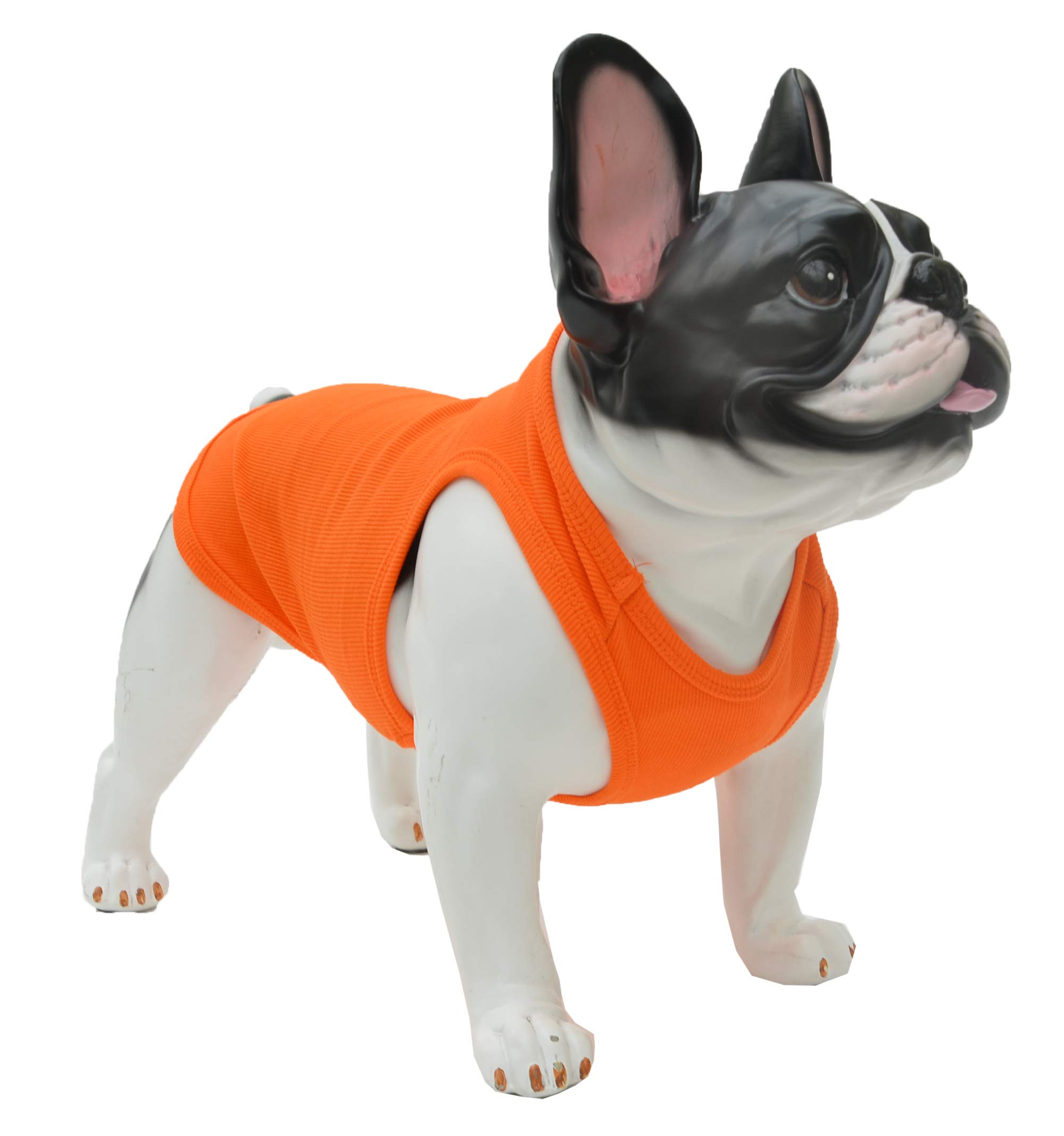 Lovelonglong 2019 Summer Pet Clothing, Dog Clothes Blank T-Shirts Ribbed Tanks Top Thread Vests for Large Medium Small Dogs 100% Cotton Orange XXS