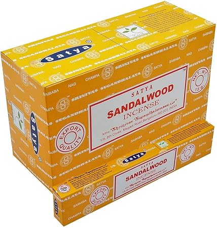 Incienso Satya - Sándalo - 12 Cajas de 15 Varillas -: Amazon.es: Hogar