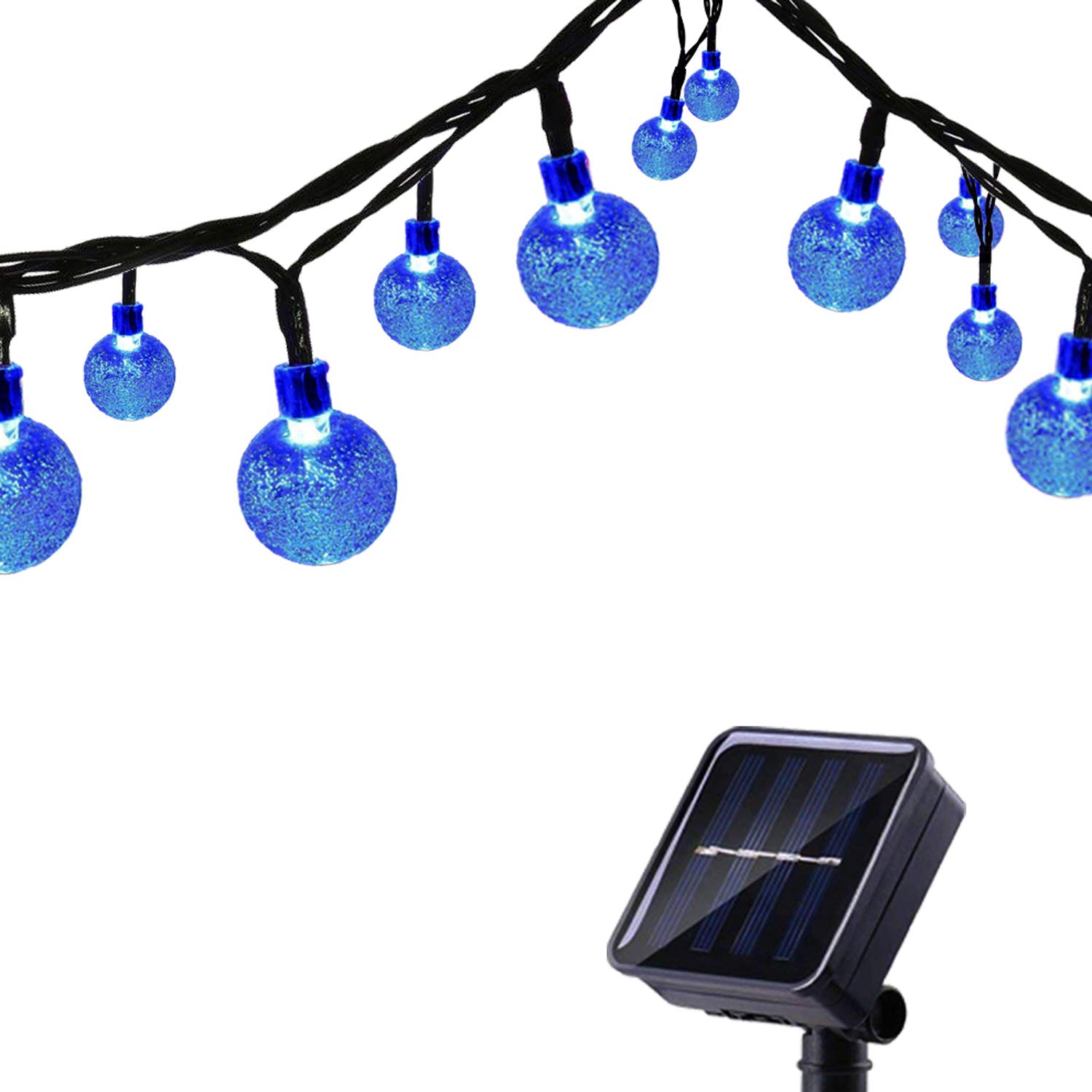 Tuokay, Solar Garden Lights, Outdoor Fairy Lights with Ball, Waterproof 6m 30 LED 8 Twinkling Modes, Decorative Lighting String Lights for Home, Gazebo, Patio, Lawn, Wedding Ornament (Blue)