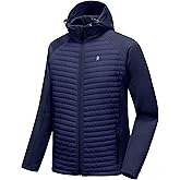 Little Donkey Andy Men's Insulated Hiking Jacket, Hooded Thermal Running Hybrid Jacket