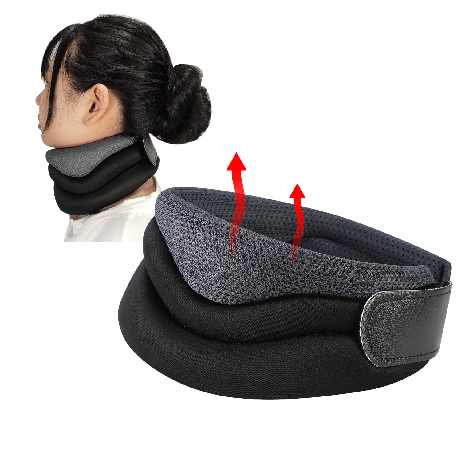 Neck Support Brace Ergonomic Cervical Collar Soft Foam Breathable Neck Brace for Relieves Pain and Pressure Adjustable Neck Collar Protector High Elastic Neck Support Protector for Women Men Elderly