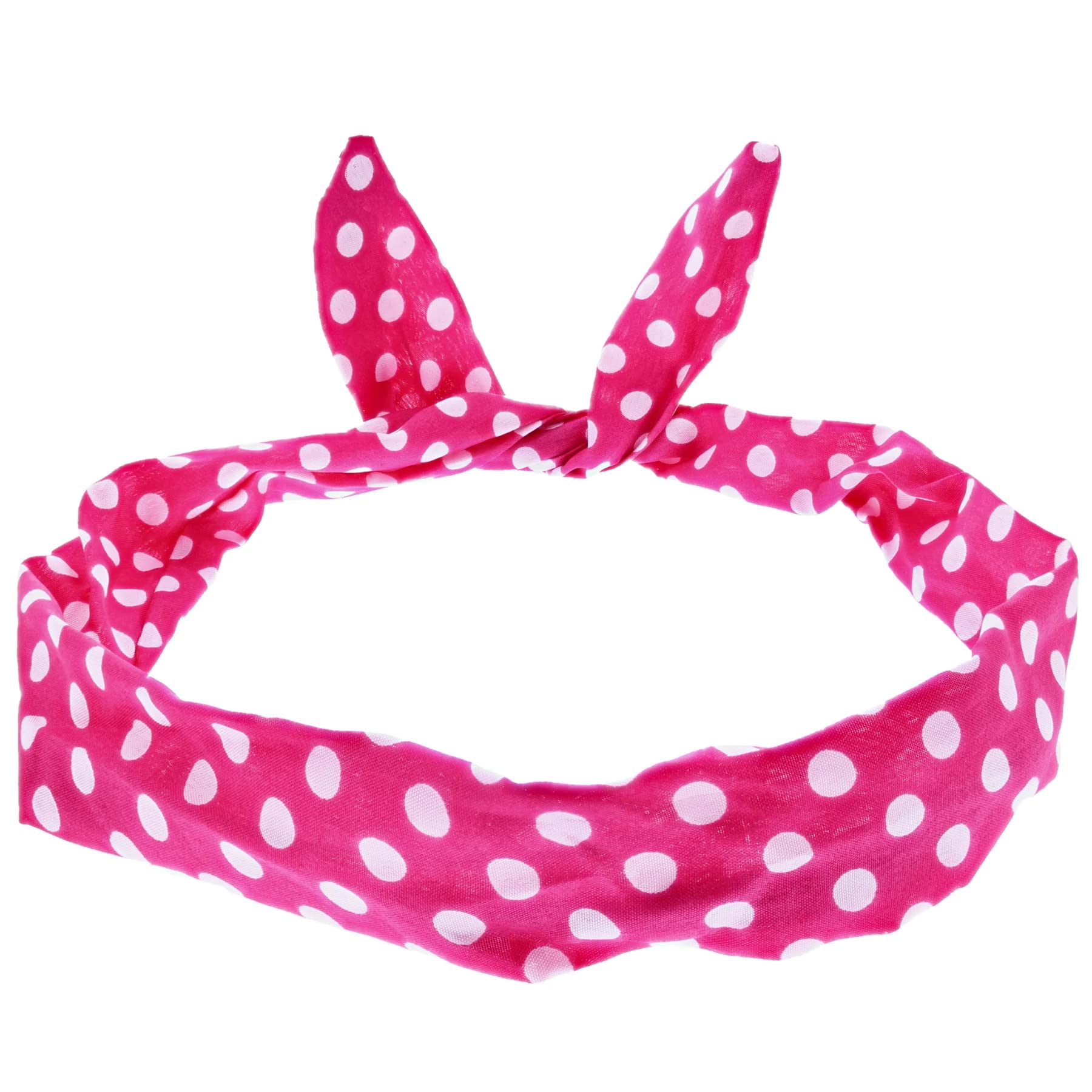 Topkids Pattern Wire Headband for Women and Girls - Fashion Hair Accessory with Polka Dot Design (Fuchsia)