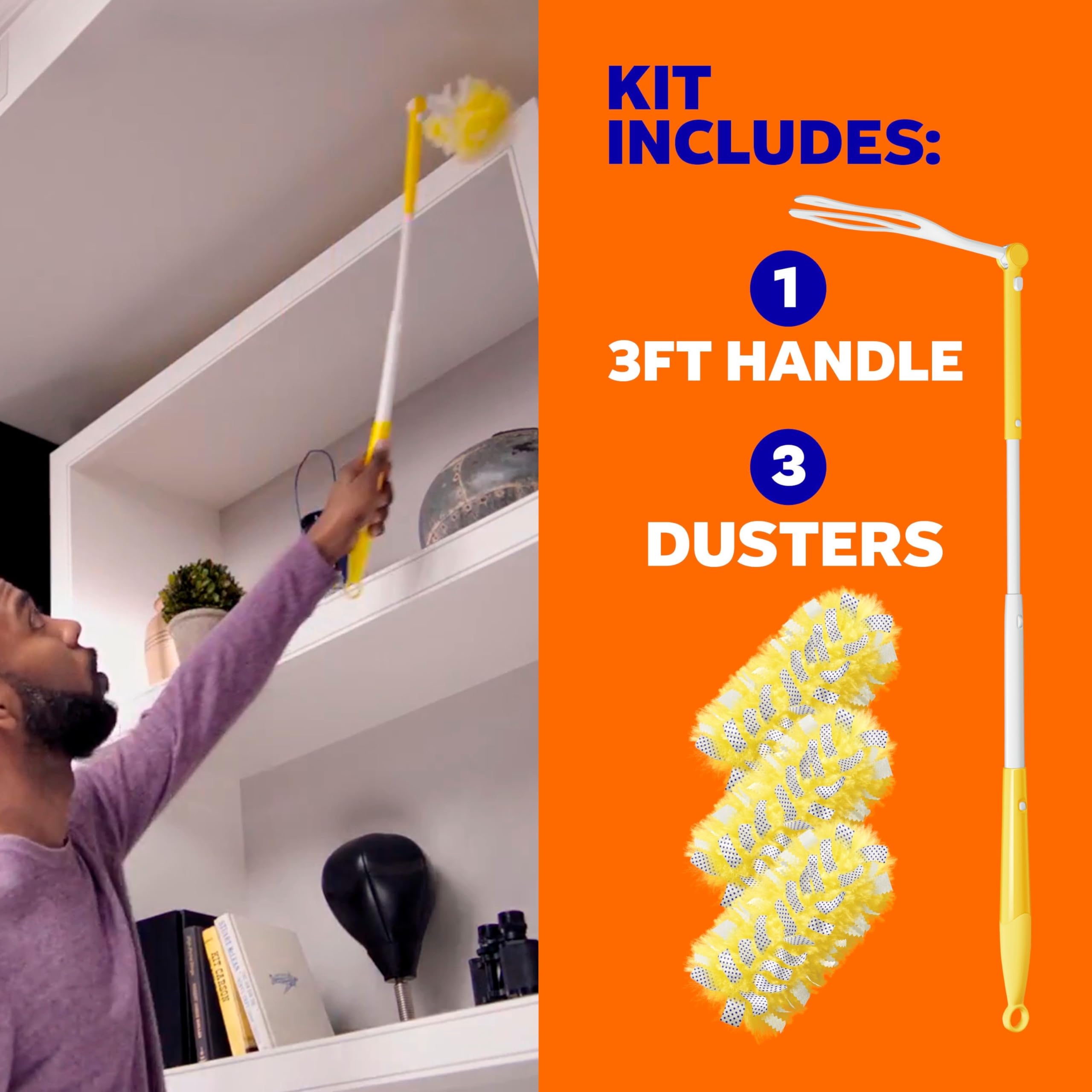 Swiffer Duster Heavy Duty 3 ft Extendable Handle Starter Kit with 3 Refills
