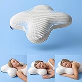 Dreamers Memory Foam Pillow for Side and Back Sleepers - 5.12 Inch Medium-Low Profile Bed Pillow for Neck and Shoulder Pain Relief - Flat Design with High-Density Foam and Washable Breathable Cover