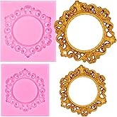 RFGHAC Photo Frame Silicone Mold Picture Frame Fondant Mold For Cupcake Topper Cake Decorating Polymer Clay Gum Paste Set Of 2