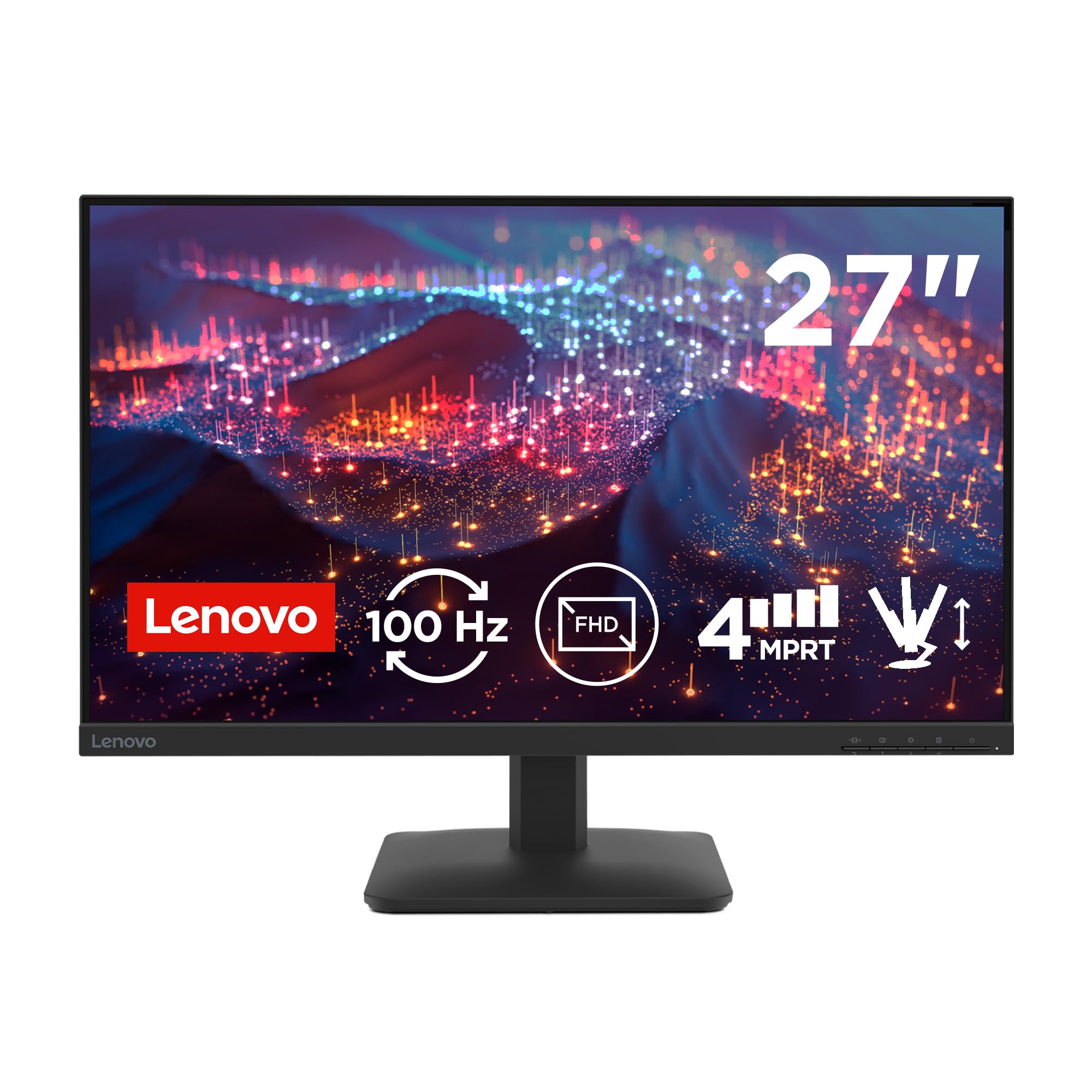 Lenovo L27-41 | 27'' Full HD WLED Monitor | 1920 x 1080 | 16:9 | 100Hz | 4ms Reaktionszeit | HDMI | VGA | 3-seitig IPS Panel | Raven schwarz | 4.1 kg