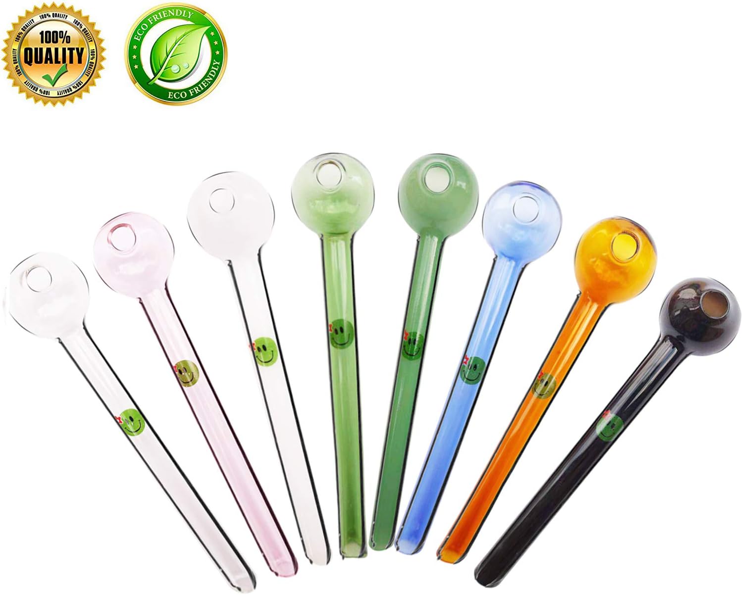 WHTUDEY - 8PCS Handmade Oil Glass Smile Popular Style 5Inch (BSR Burner Set)