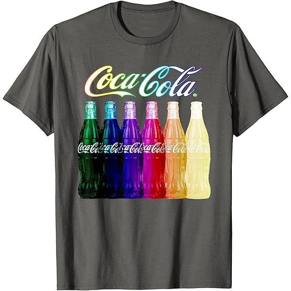 Amazon.com: Coca Cola Rainbow Multi Bottles T-Shirt : Clothing